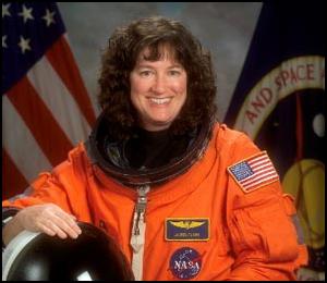 Photo of Laurel Clark prior to space shuttle launch